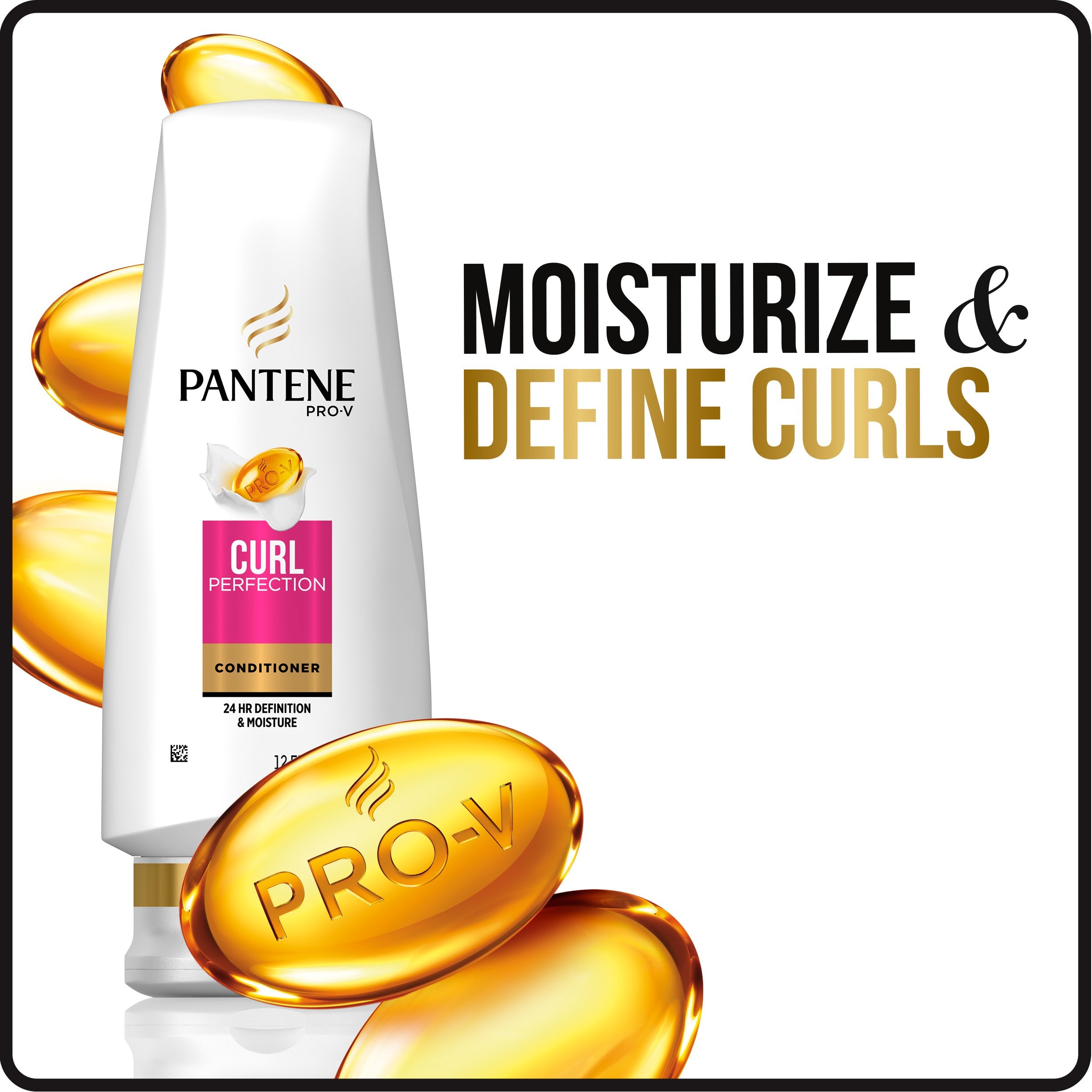 Pantene Pro-V Curl Perfection Conditioner rinsing hair to reveal hydrated curls.