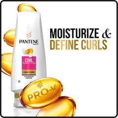 Pantene Pro-V Curl Perfection Conditioner rinsing hair to reveal hydrated curls.