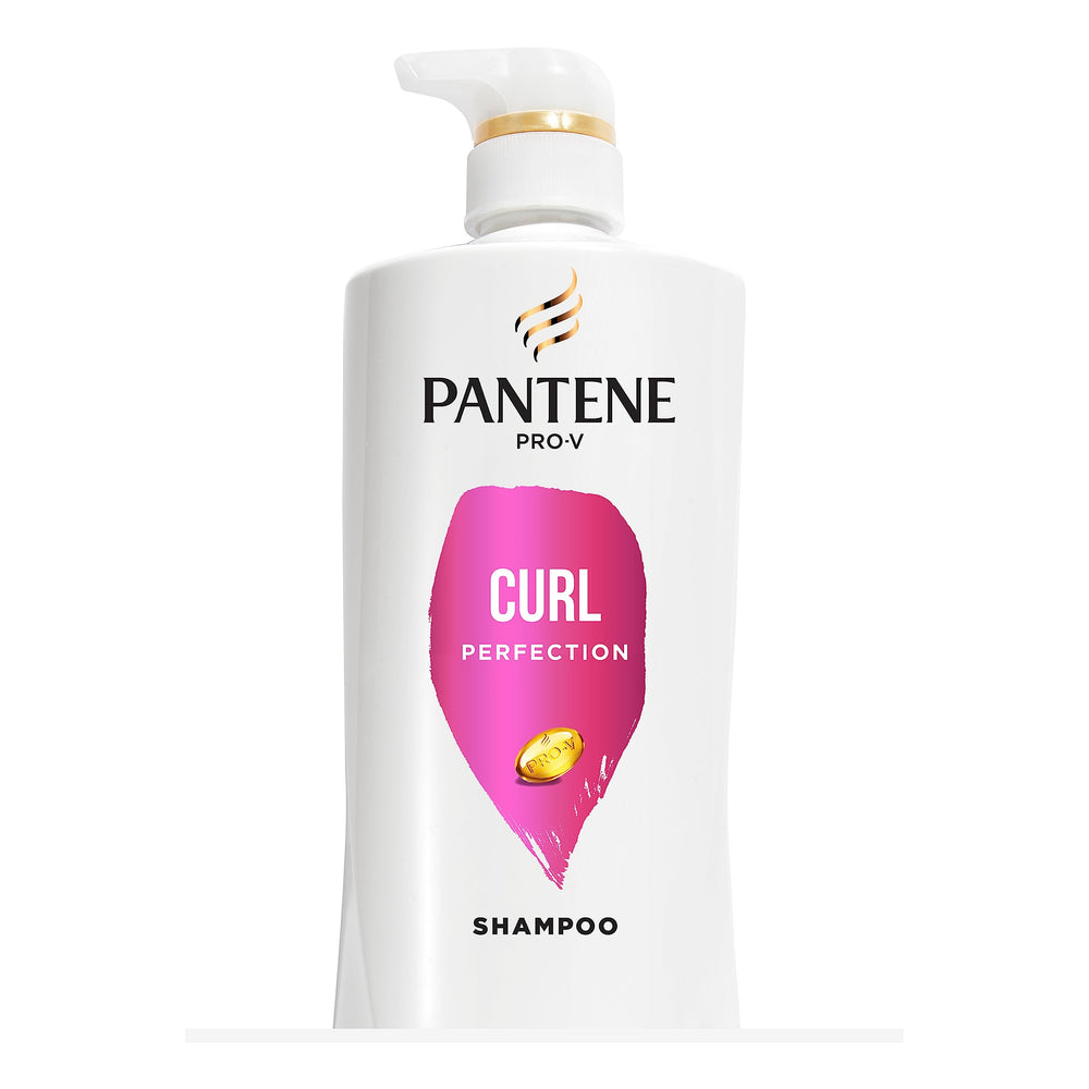 Pantene PRO-V Curl Perfection Shampoo bottle shown for hydrated curls in home routine