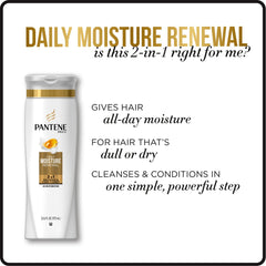 Pantene Pro-V Daily Moisture Renewal 2 in 1 nutrient label highlights Pro-V nutrients.