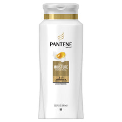 Pantene Pro-V Daily Moisture Renewal 2 in 1 shampoo bottle pouring for gentle cleansing.