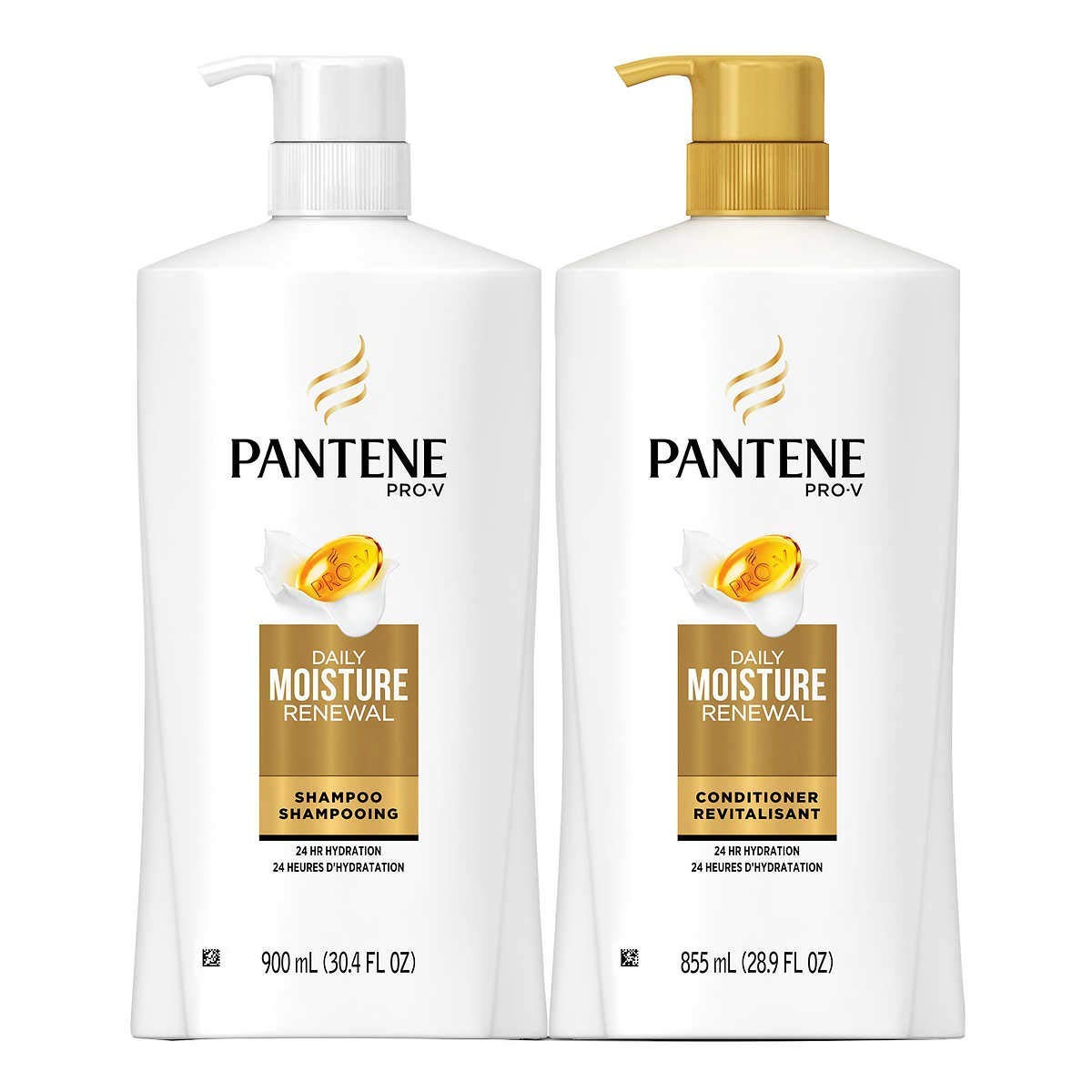 Pantene Pro-V Daily Moisture Renewal shampoo-conditioner set for nourishing daily hydration.