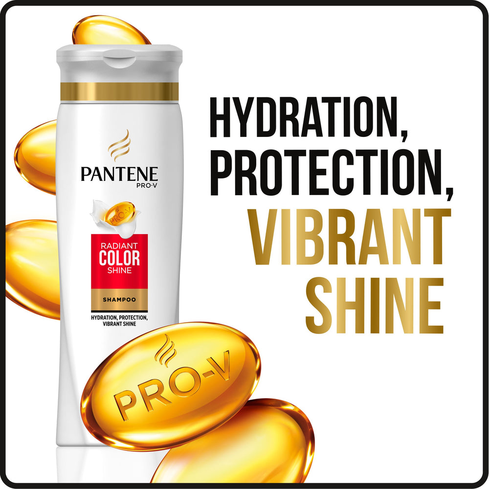 Pantene Pro-V nutrients and antioxidants label suggests nourishing protection against color fade.