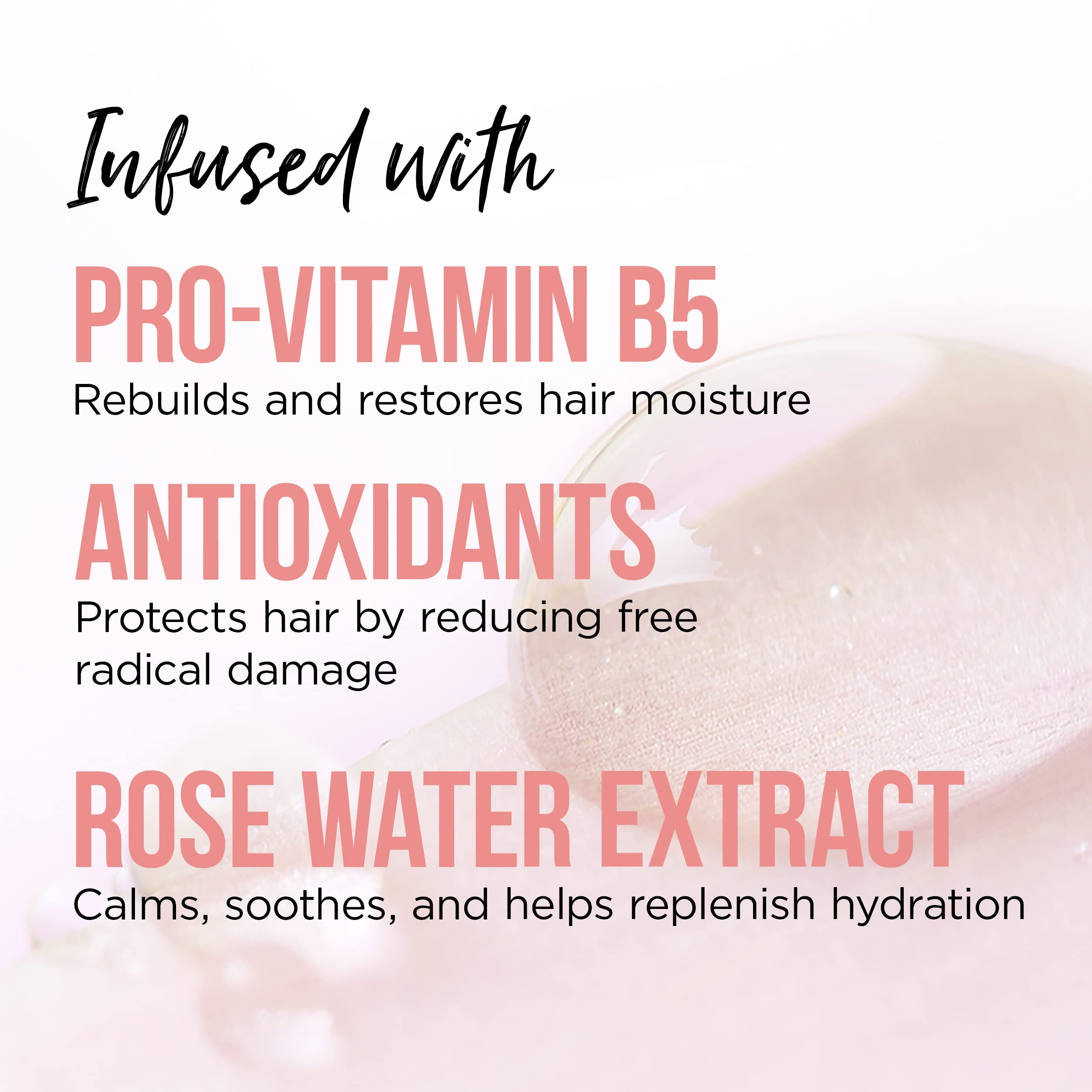 Pantene Pro-V nutrients B5 bottle close-up highlights strengthened roots and reduced breakage.
