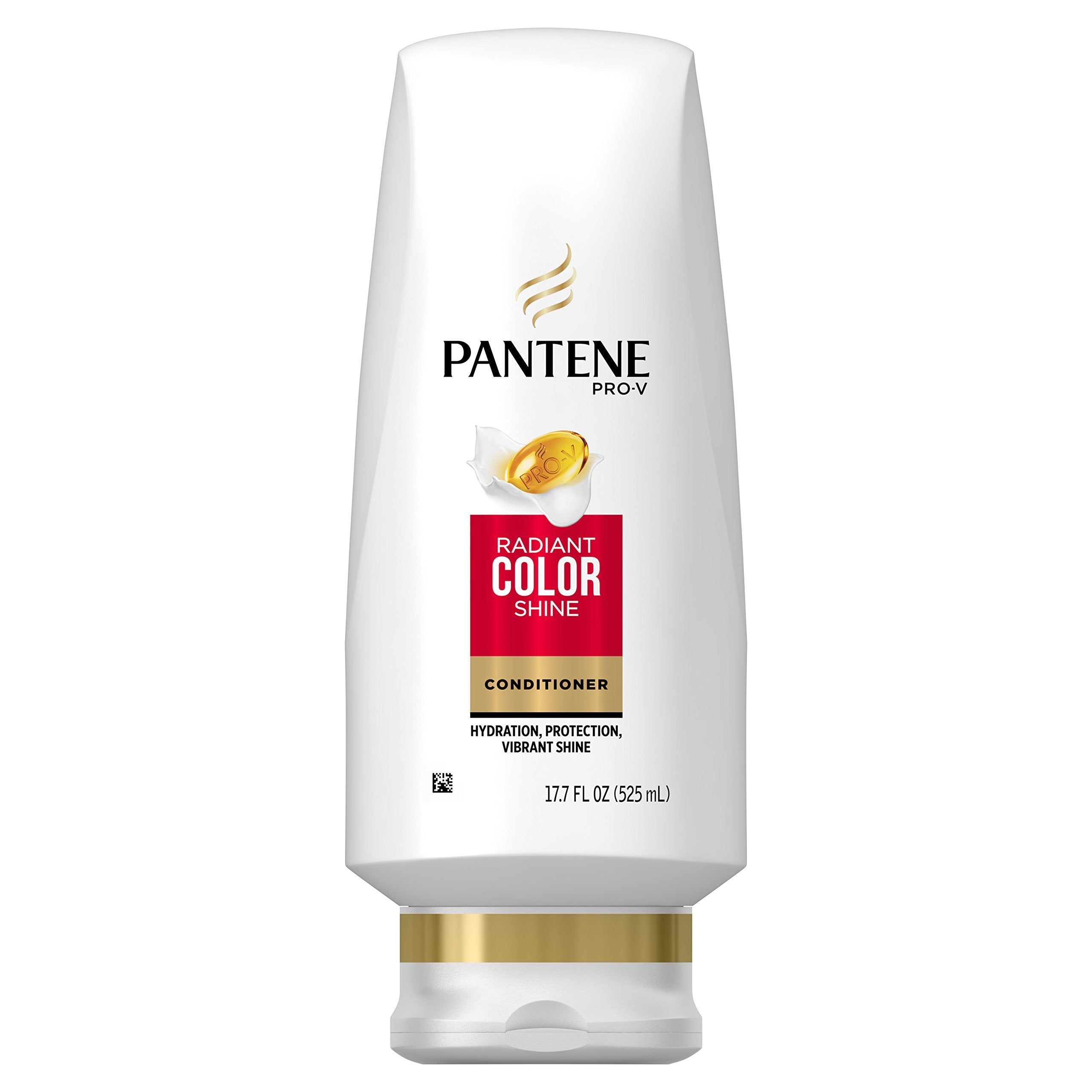 Pantene Pro-V Radiant Color Shine Conditioner bottle highlights color protection and lasting shine.