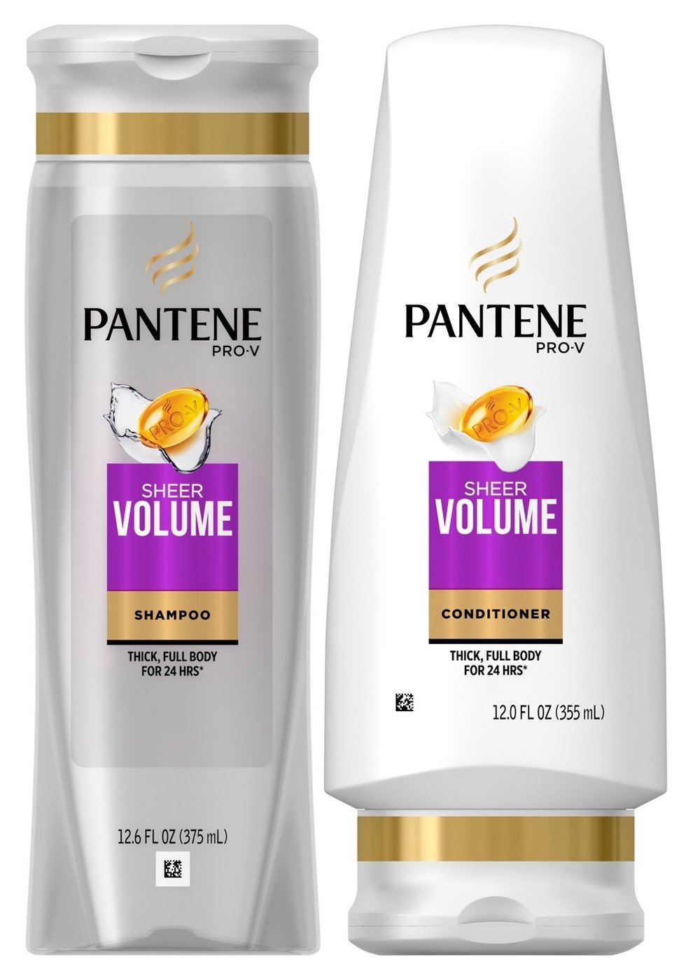 Pantene Pro-V Sheer Volume duo-set bottles for lightweight volume and everyday shine.