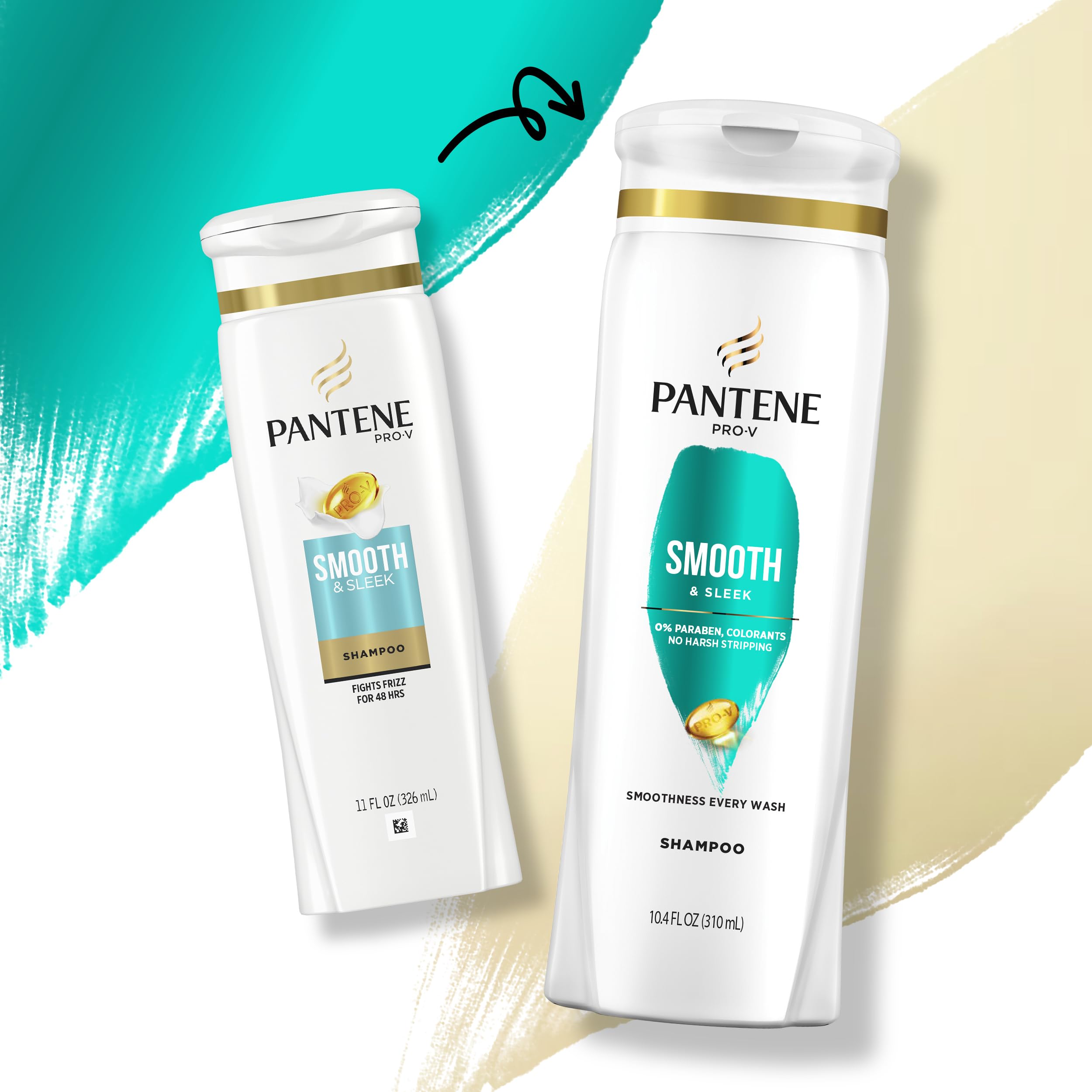 Pantene Pro-V Smooth duo pack shot for daily-use hair care routine