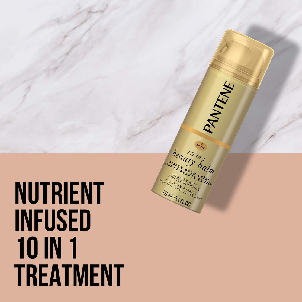 Pantene Pro-V Ultimate 10-in-1 Beauty Balm on damp hair for even distribution and styling ease
