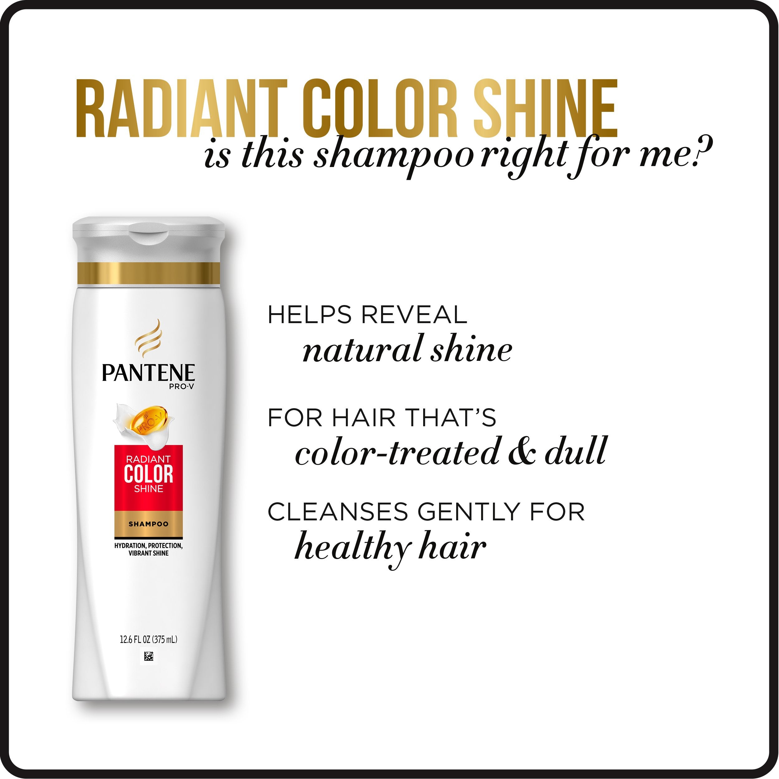 Pantene Radiant Color Shine color-treated hair with glossy finish after styling.