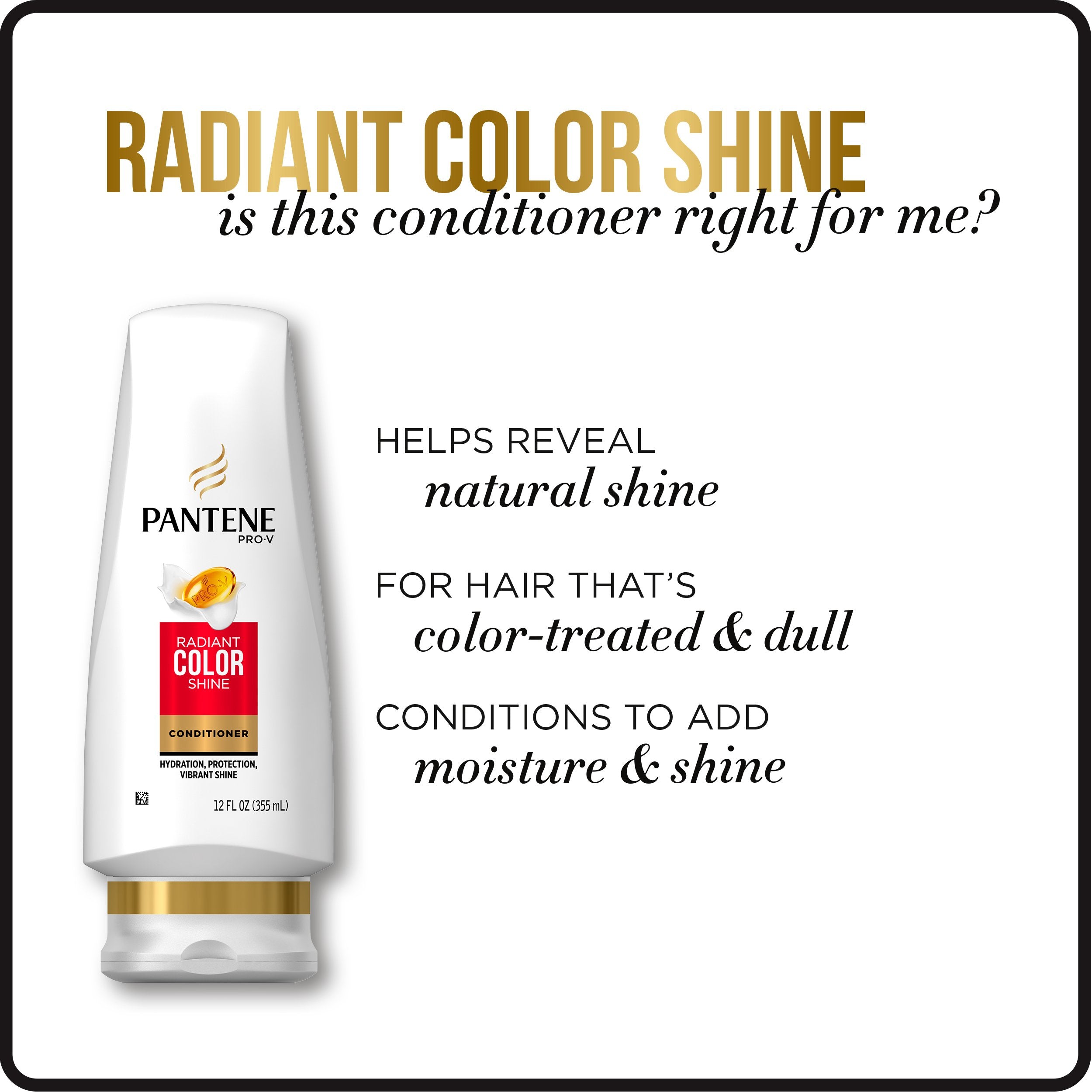 Pantene Radiant Color Shine packaging variation demonstrates versatile display options on shelves.