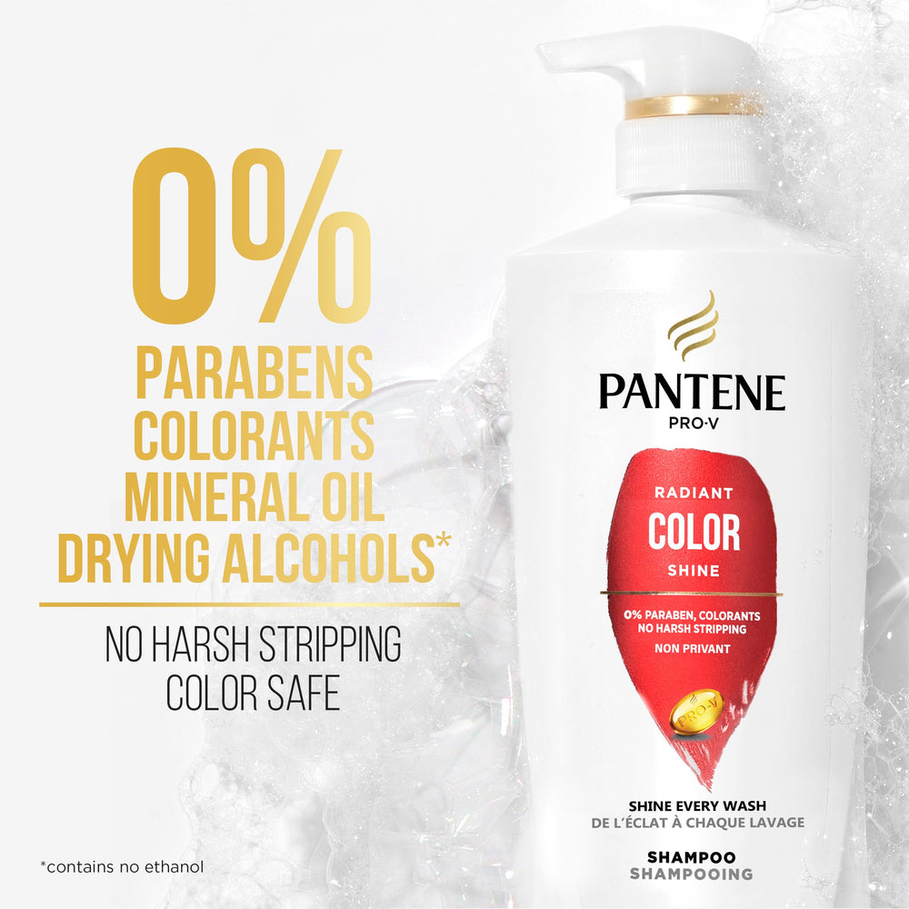 Pantene Radiant Color Shine scalp massage during wash illustrates nourish-from-root-to-tip benefits.