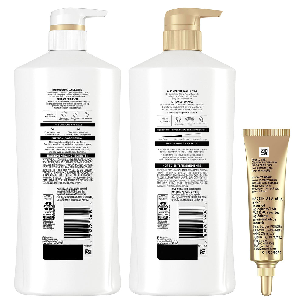 Pantene Radiant Color Shine set display emphasizes vibrant, nourished color-treated hair.