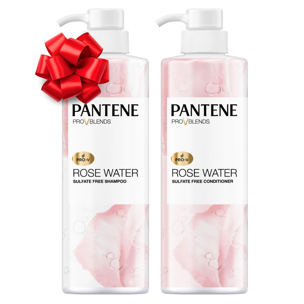 Pantene sulfate-free shampoo rose water bottle provides gentle hydration for color-treated hair.