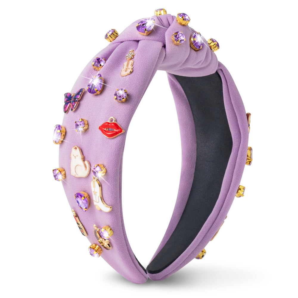 PANTIDE Music Jeweled Knotted Headband front view adds concert-ready sparkle and comfort.