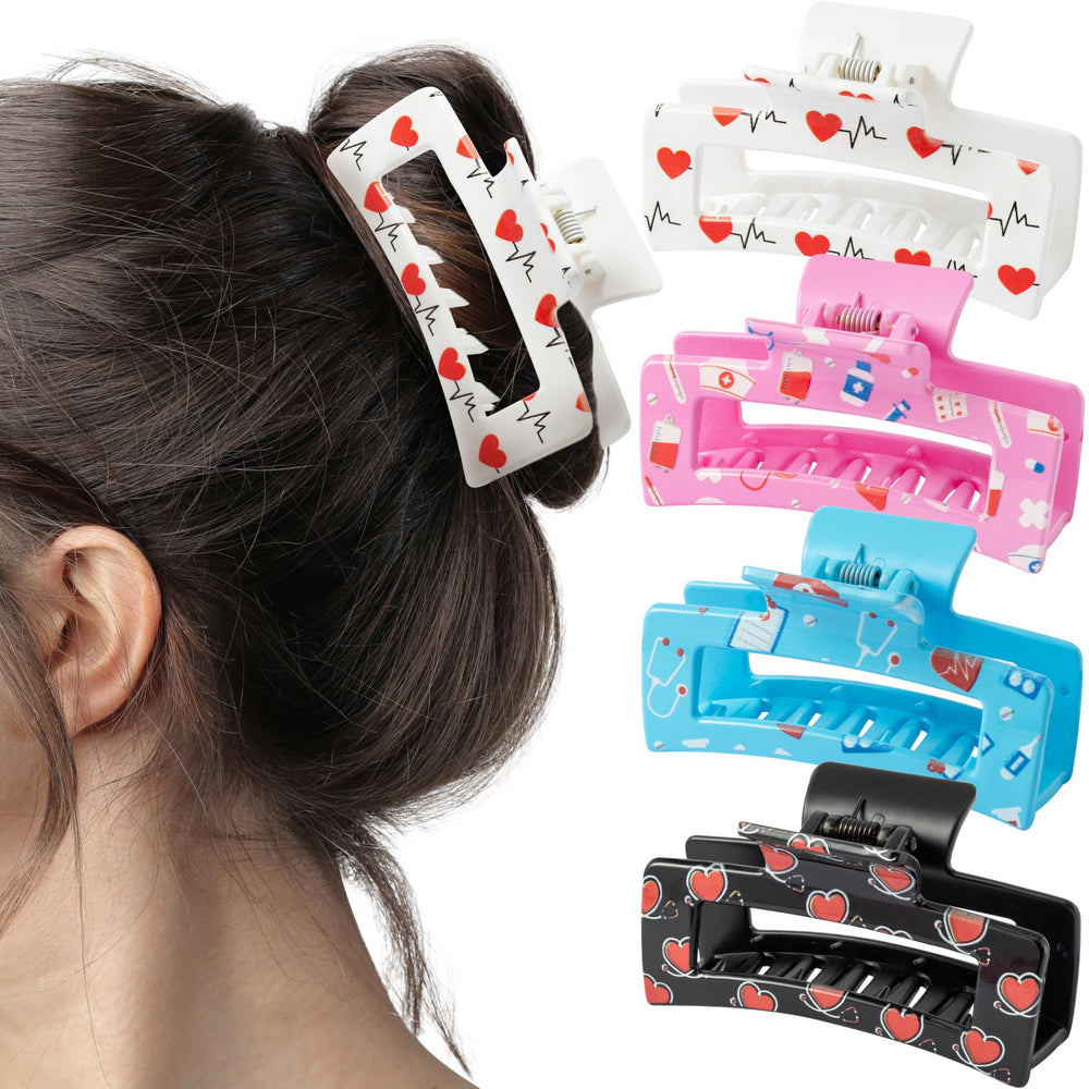 Pantide nurse hair claw clip with four designs secures daily hairstyles