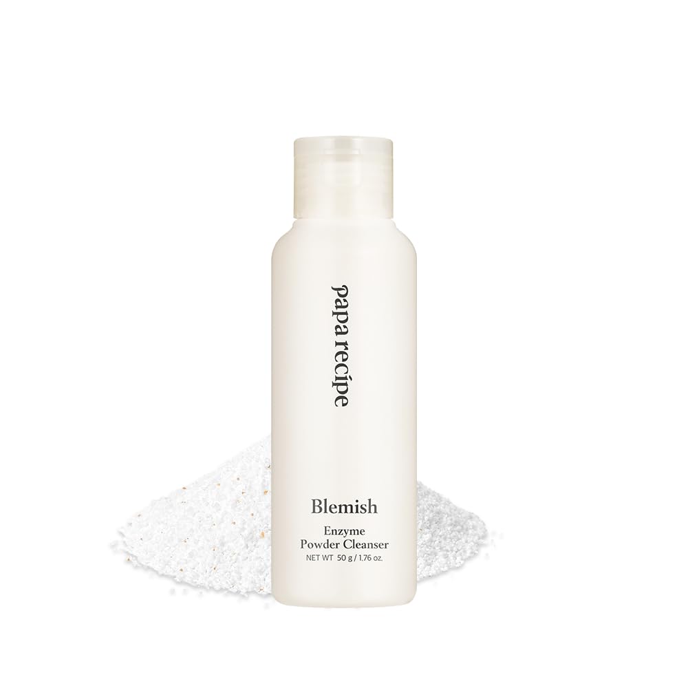 Papa Recipe blemish enzyme powder bottle demonstrates gentle exfoliation for clearer skin