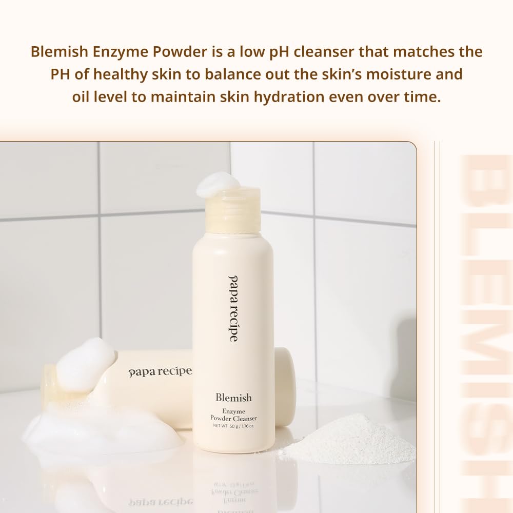 Papa Recipe blemish enzyme powder pour action shows easy application and cleansing