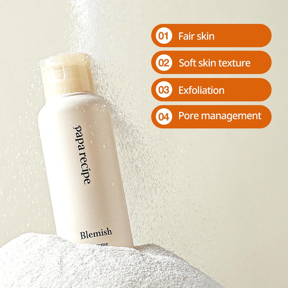 Papa Recipe blemish enzyme powder rice-powder particles support gentle exfoliation and texture refinement