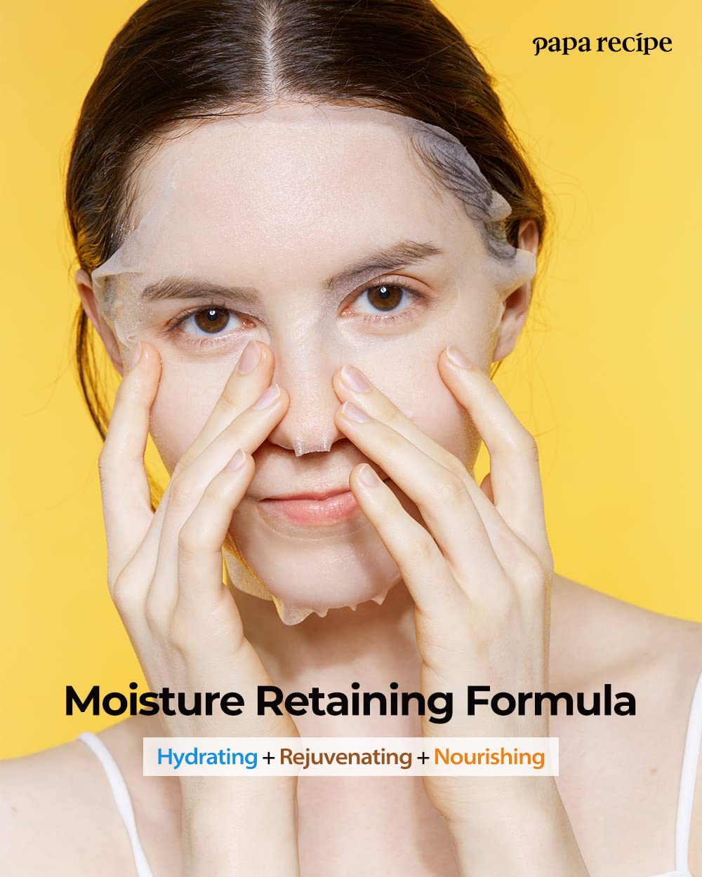 Papa Recipe Bombee Honey Mask sheet out of pack ready for application