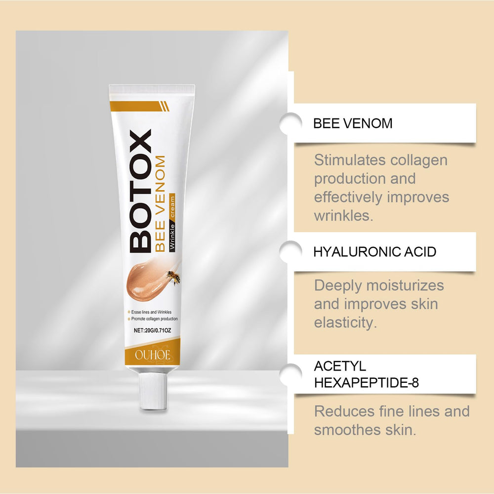 PAQIMAN box packaging highlights bee venom cream and premium ingredients.