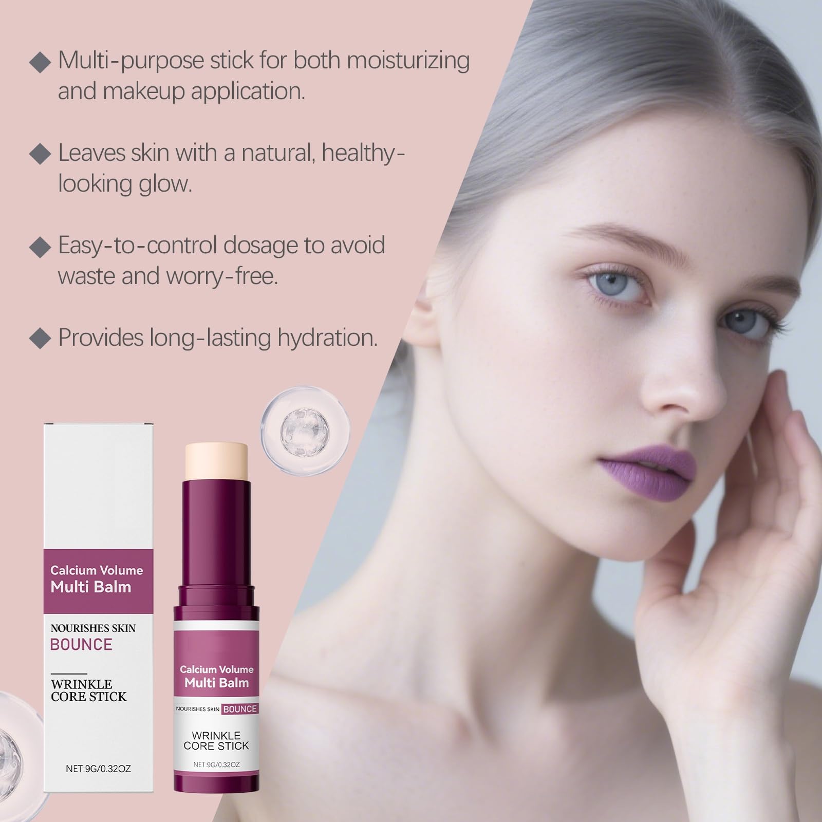 PAQIMAN Cemenrete calcium multi balm stick close-up showing a silky texture for facial care.