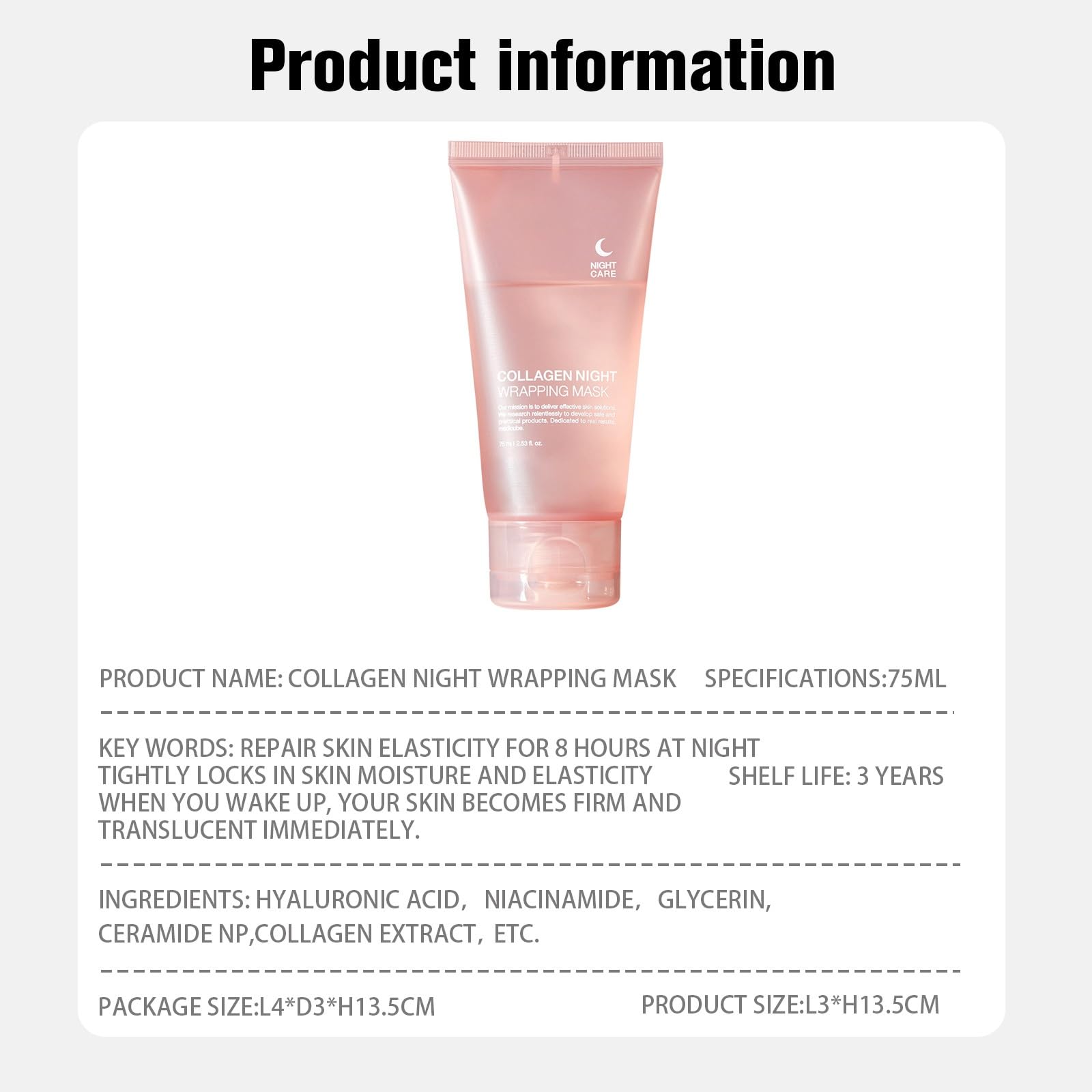 PAQIMAN collagen night-wrapping mask 2-pcs collection showcases compact, travel-friendly packaging.