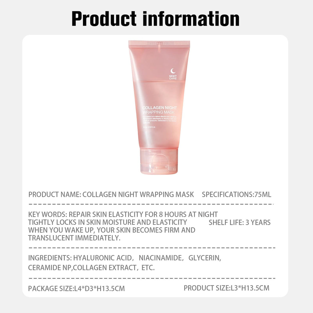 PAQIMAN collagen night-wrapping mask 2-pcs collection showcases compact, travel-friendly packaging.