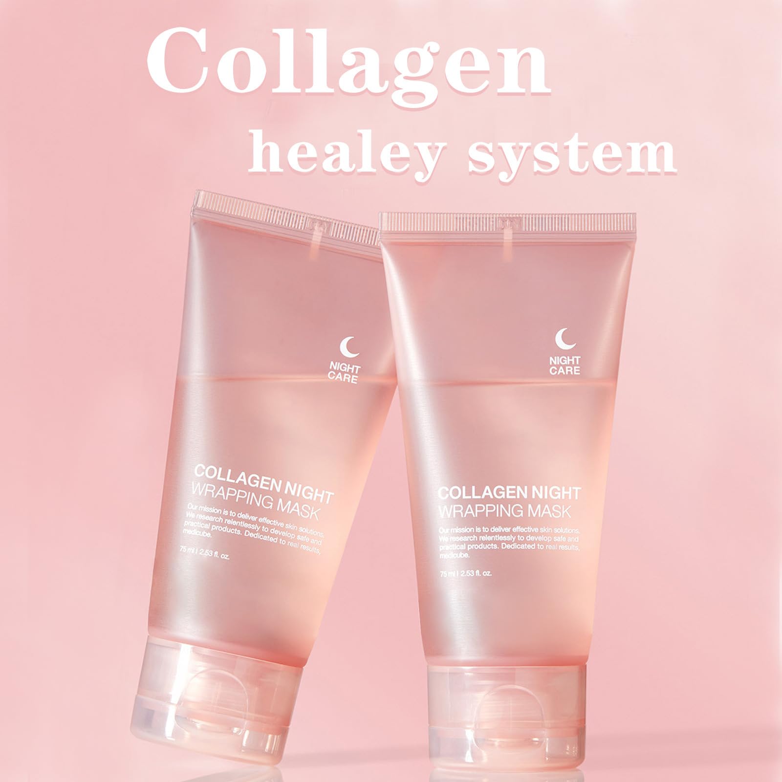 PAQIMAN collagen night-wrapping mask ingredients graphic communicates hydrolyzed collagen benefits.