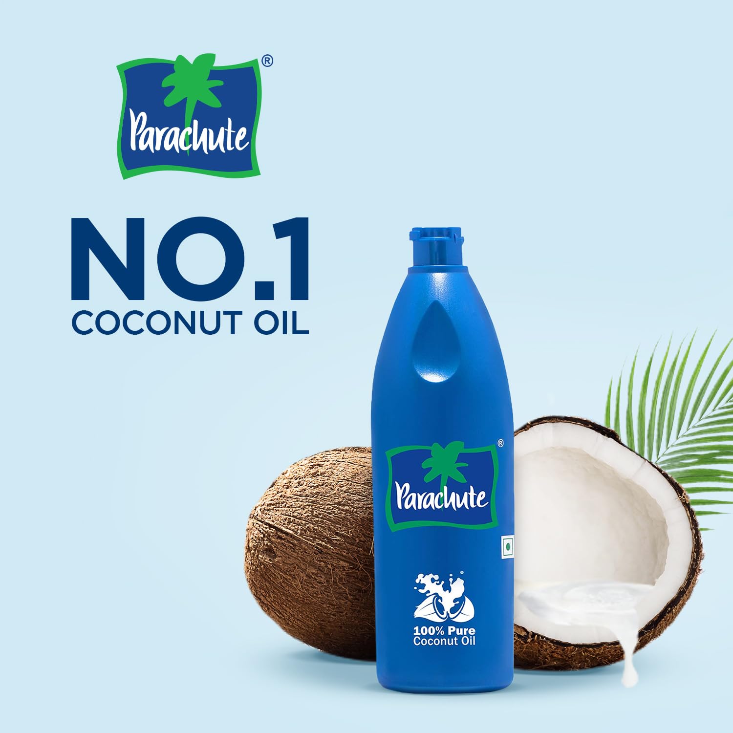 Parachute coconut oil tamper-proof cap preserves aroma and freshness.