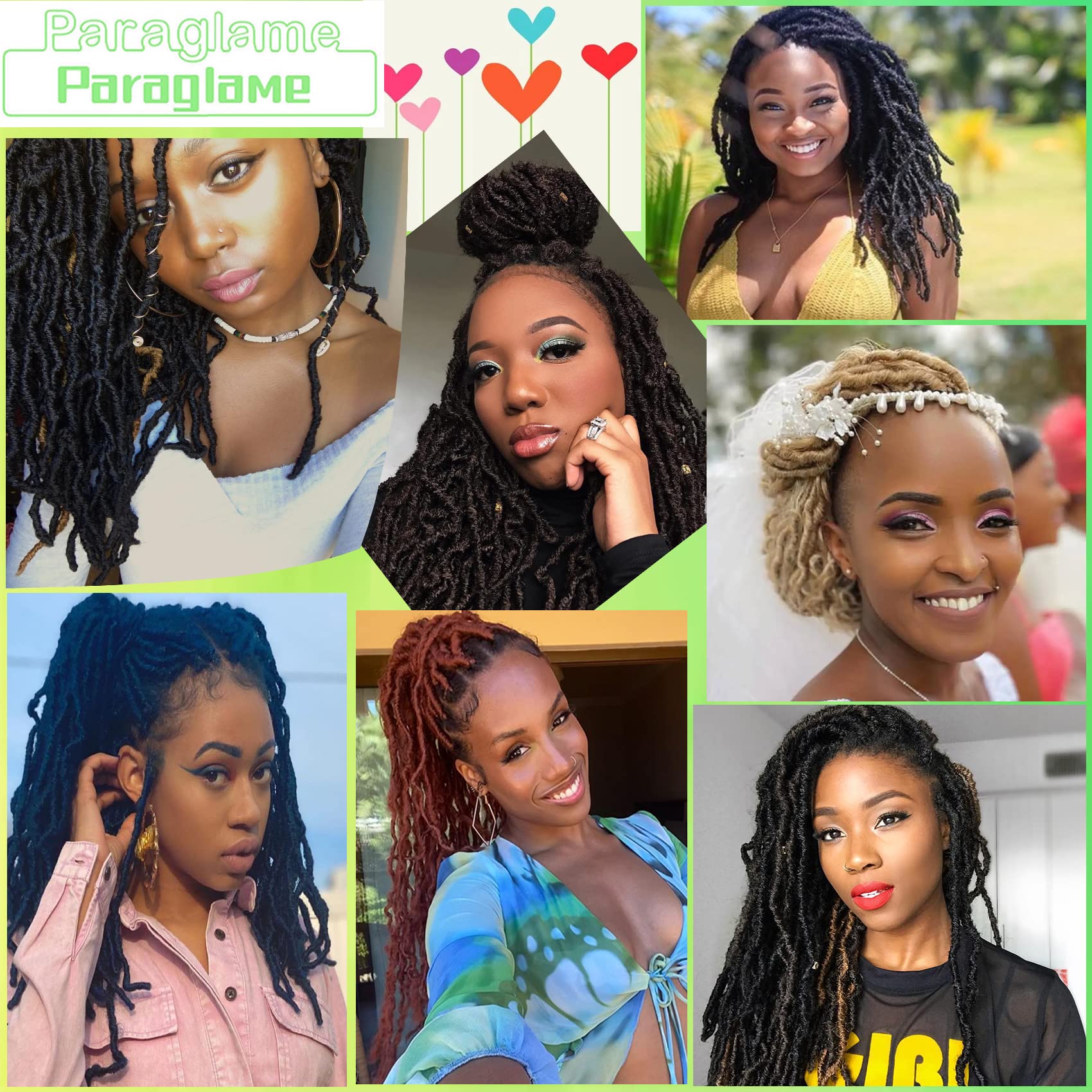 Paraglame Short Faux Locs 14inch easy-install design supports beginner crochet.