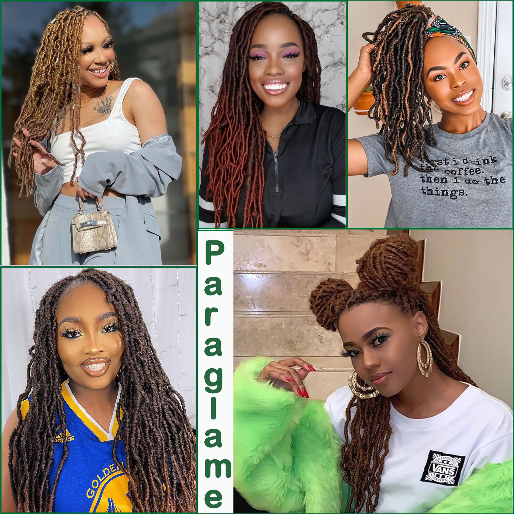 Paraglame Short Faux Locs 14inch full-head view for quick full-head crochet install.