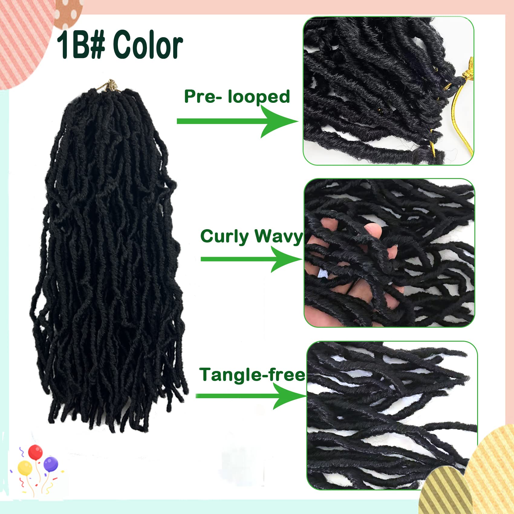 Paraglame Short Faux Locs 14inch natural black 1B color blends with most hair.