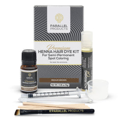 Parallel Products Spot Color Henna Kit packaging with tools for convenient home root touch-ups.