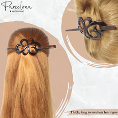 Parcelona hair clip with stick secured in place for stability