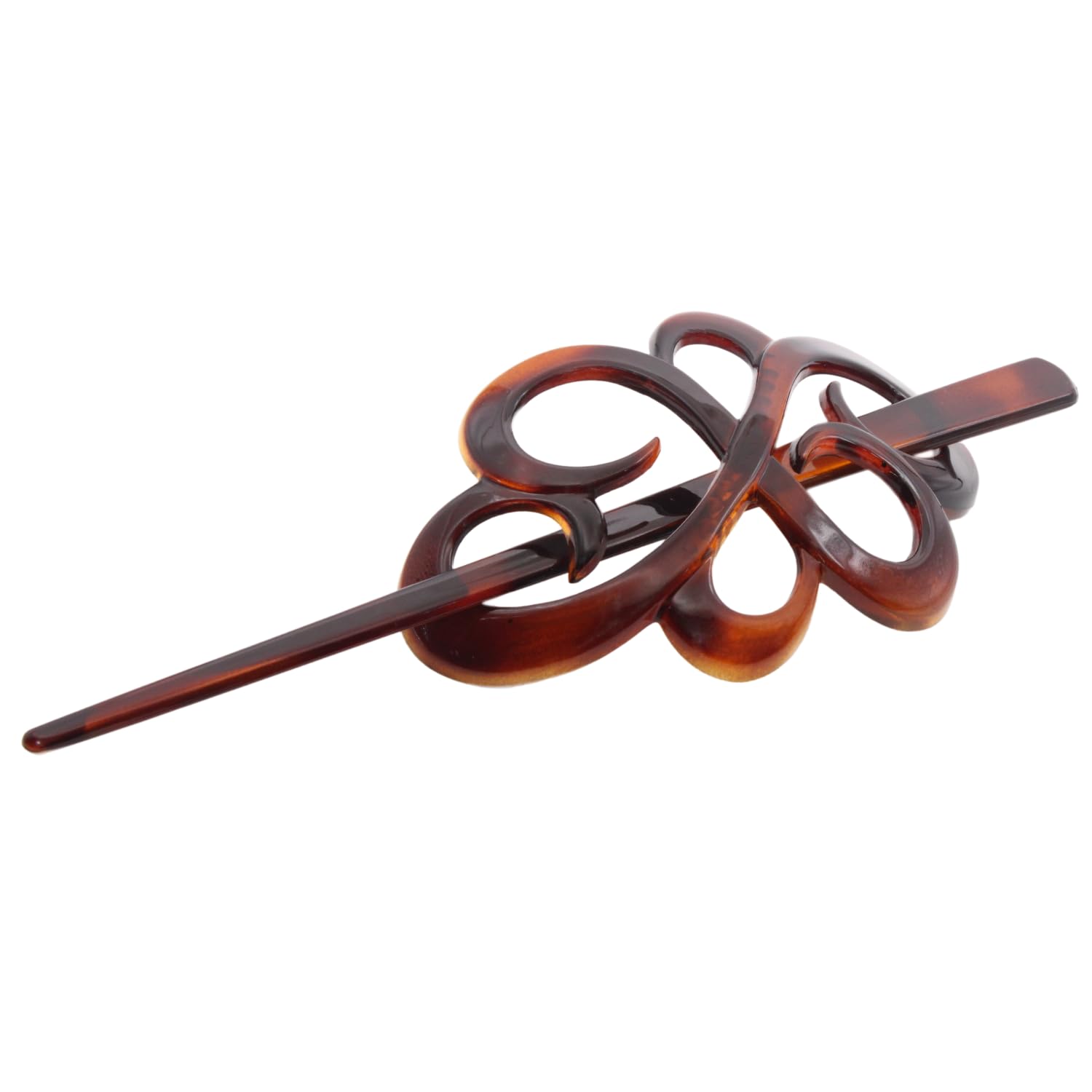 Parcelona French wide flower bun clip in brown tortoise shell for a neat bun