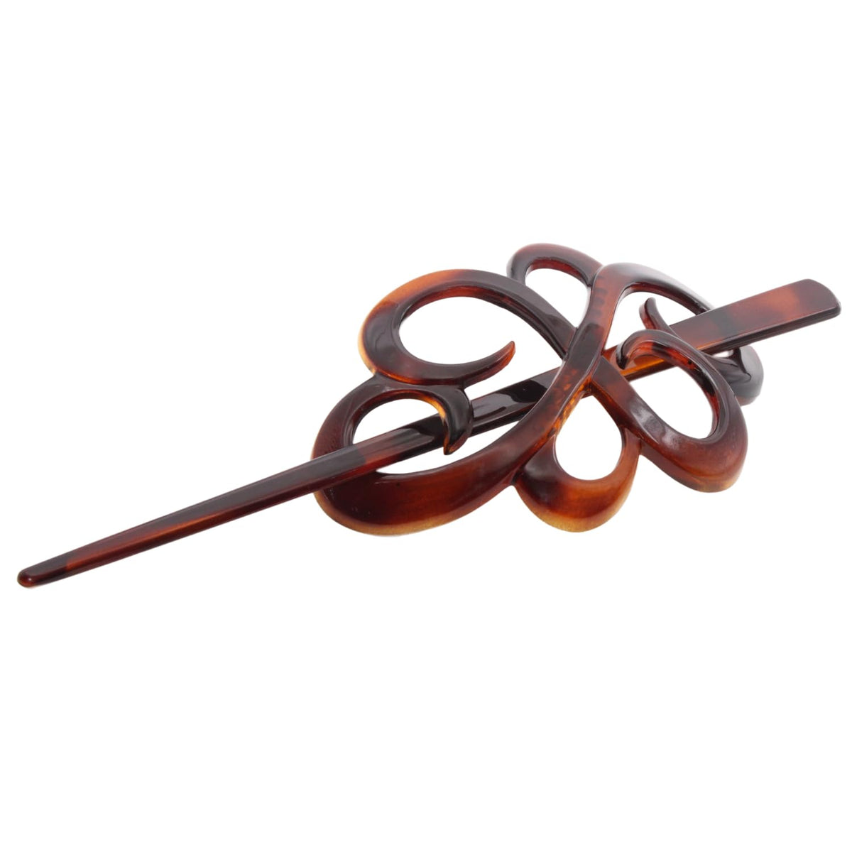 Parcelona French wide flower bun clip in brown tortoise shell for a neat bun