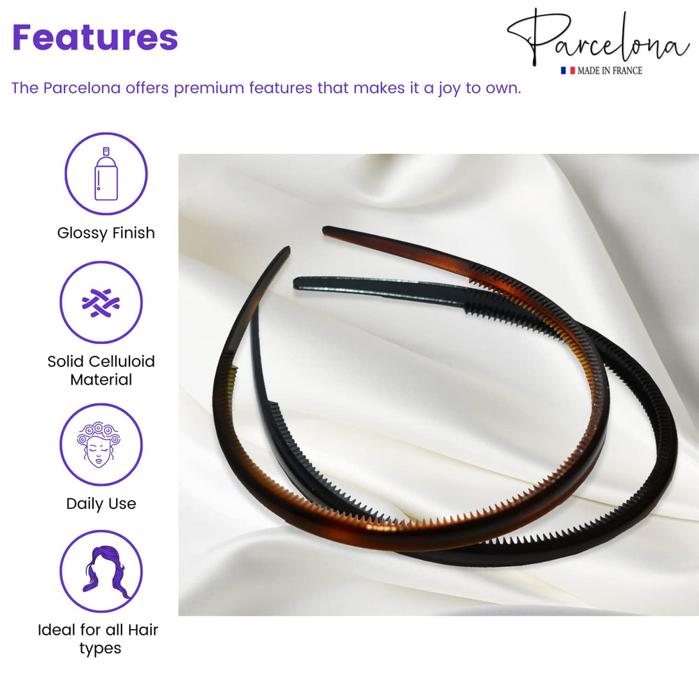 Close-up of Parcelona headband inner teeth nibs showing grip for smooth styling.