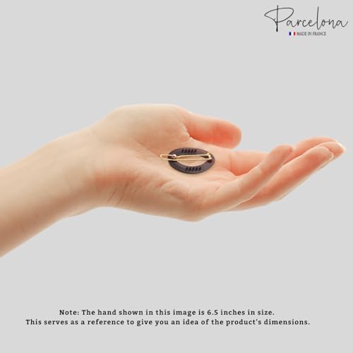 Parcelona side-slide barrette shell oval close-up with smooth finish for all-day wear.