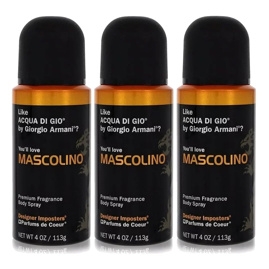 Parfums De Coeur Mascolino Bod Man bottle highlights citrus and vanilla for everyday office confidence.