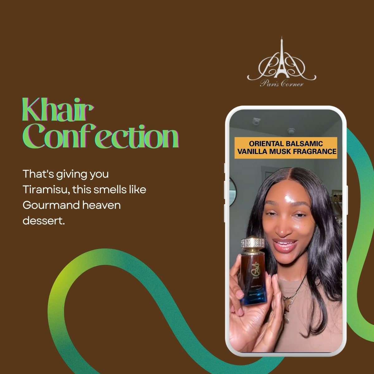 Paris Corner Khair Confection pear note close-up suggests fresh, inviting daytime wear.