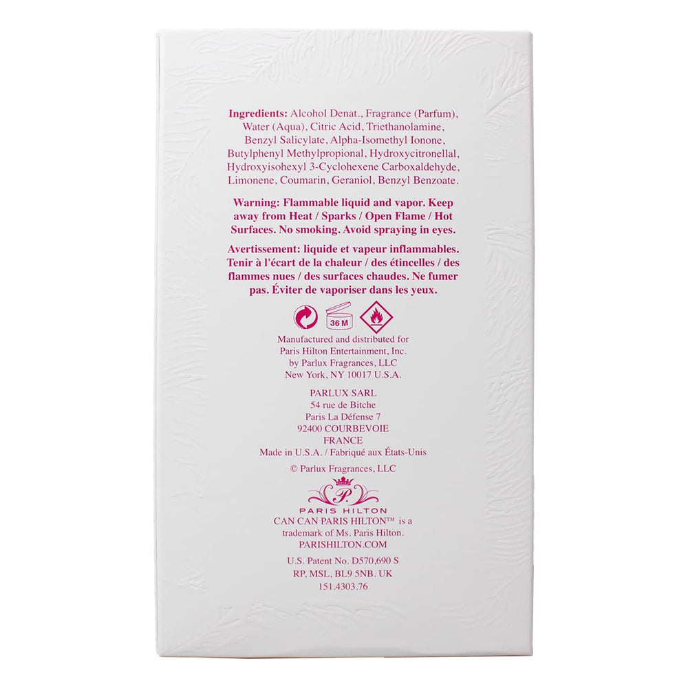 Paris Hilton Can Can bottle closeup highlighting premium design and appeal