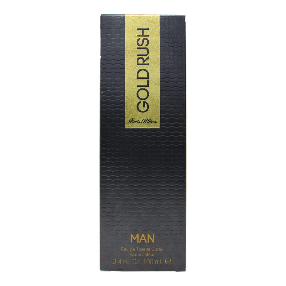 Paris Hilton Gold Rush Man bottle for office-ready daily wear versatility.