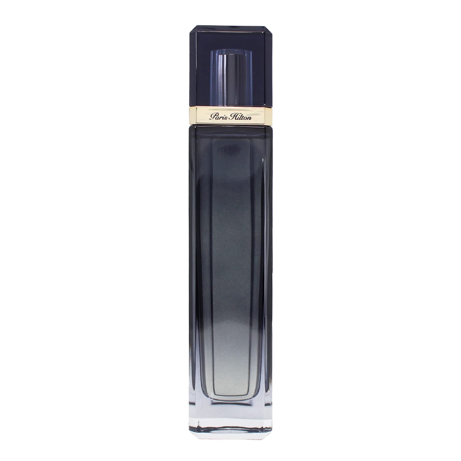 Paris Hilton Gold Rush Man front view conveys bold black design and masculine appeal.