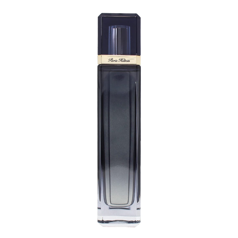 Paris Hilton Gold Rush Man front view conveys bold black design and masculine appeal.