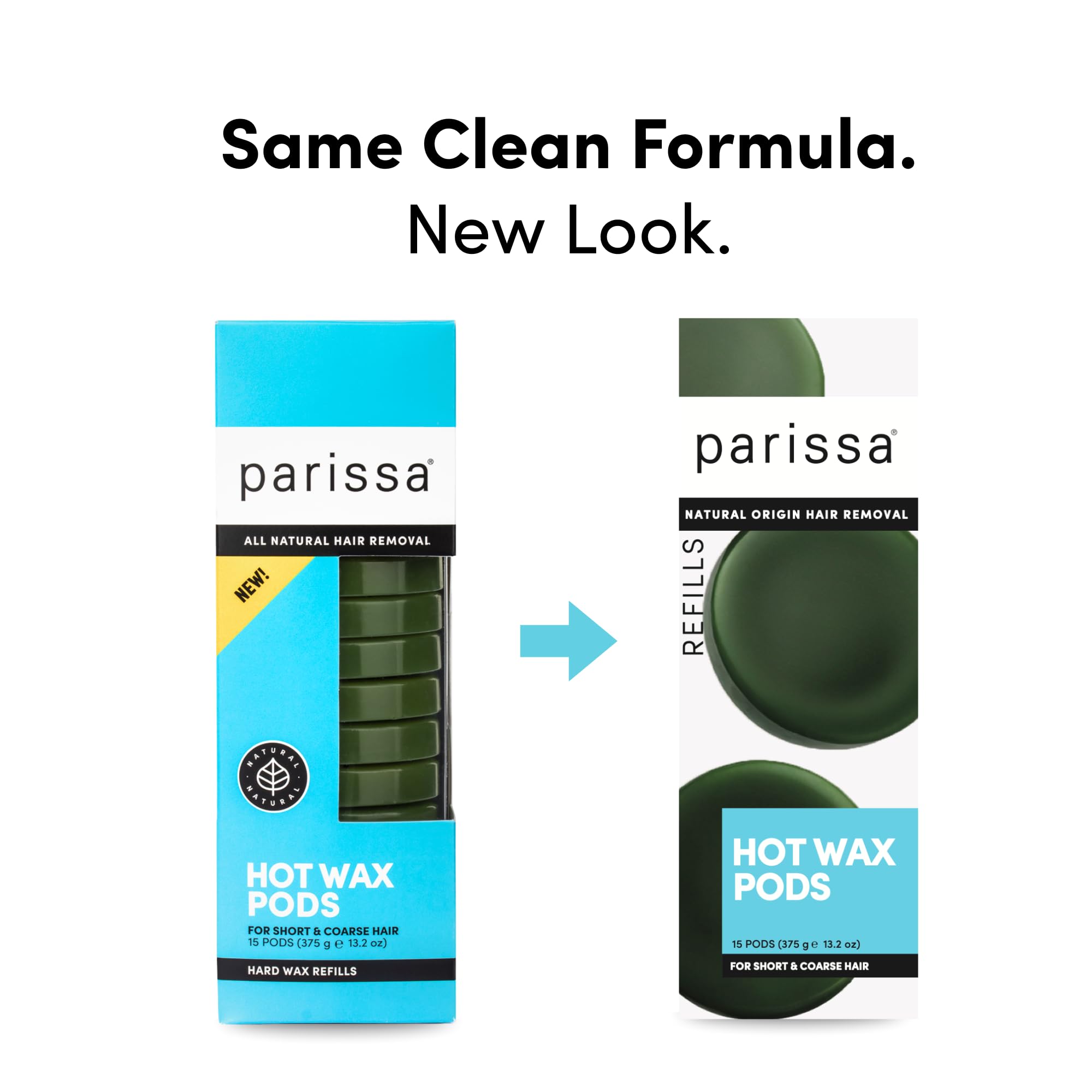 Parissa hard wax refill pods close-up highlights natural beeswax for gentle facial waxing.