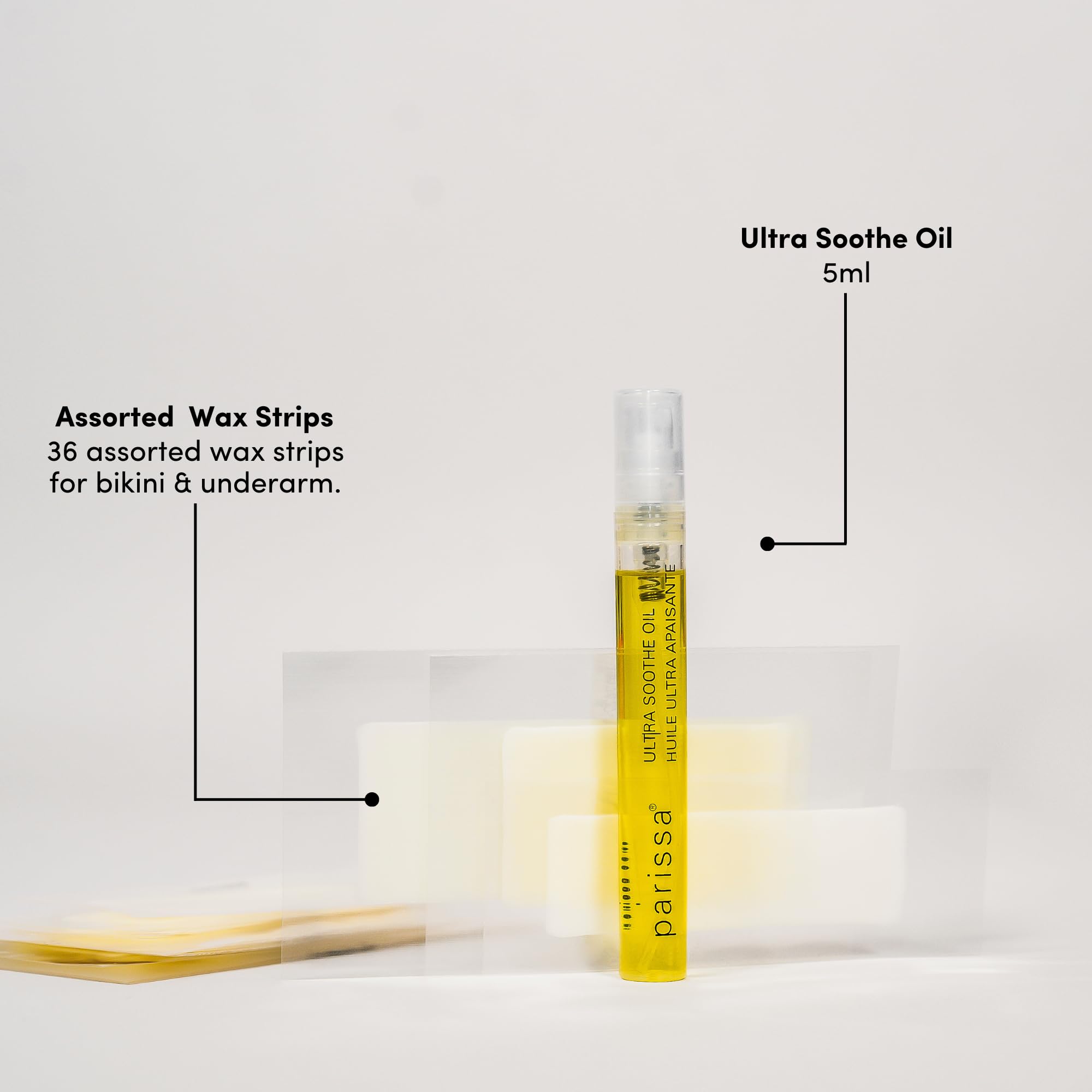 Parissa natural bikini wax strips shown in close-up with creamy beeswax formula for gentle at-home waxing
