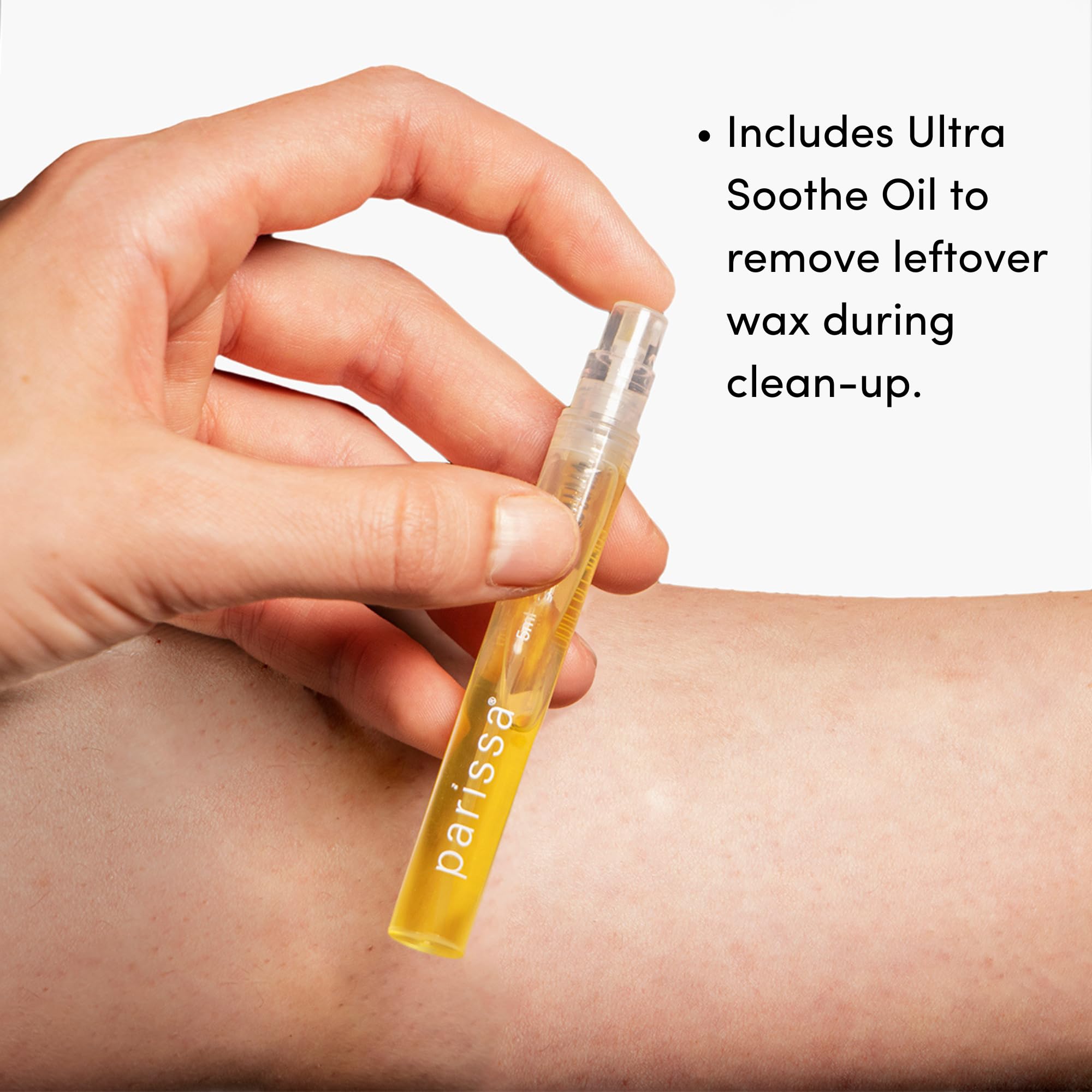Parissa underarms bikini waxing scenario shows precise, comfortable body-area hair removal.