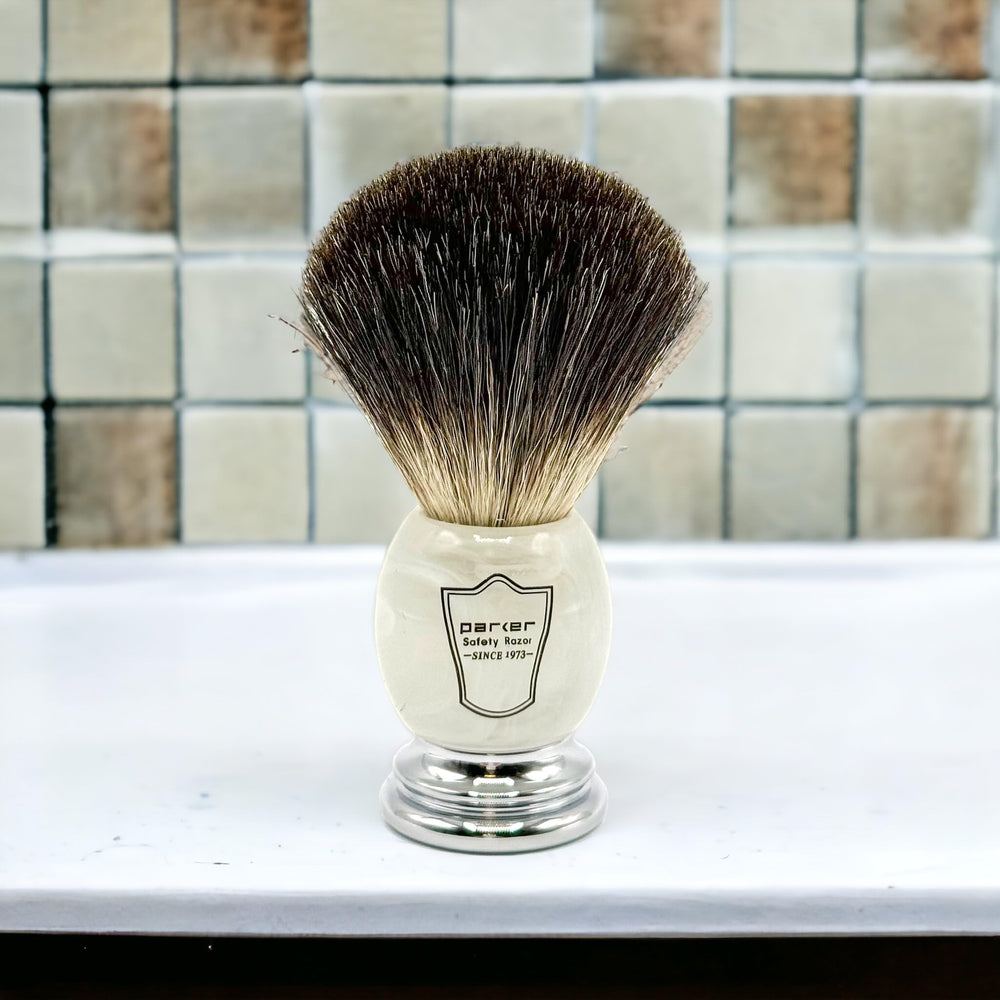 Parker handcrafted shaving brush delivers barber-shop quality at home.