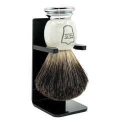 Parker 100% Black Badger Bristle Brush ivory marbled handle offers comfortable grip.