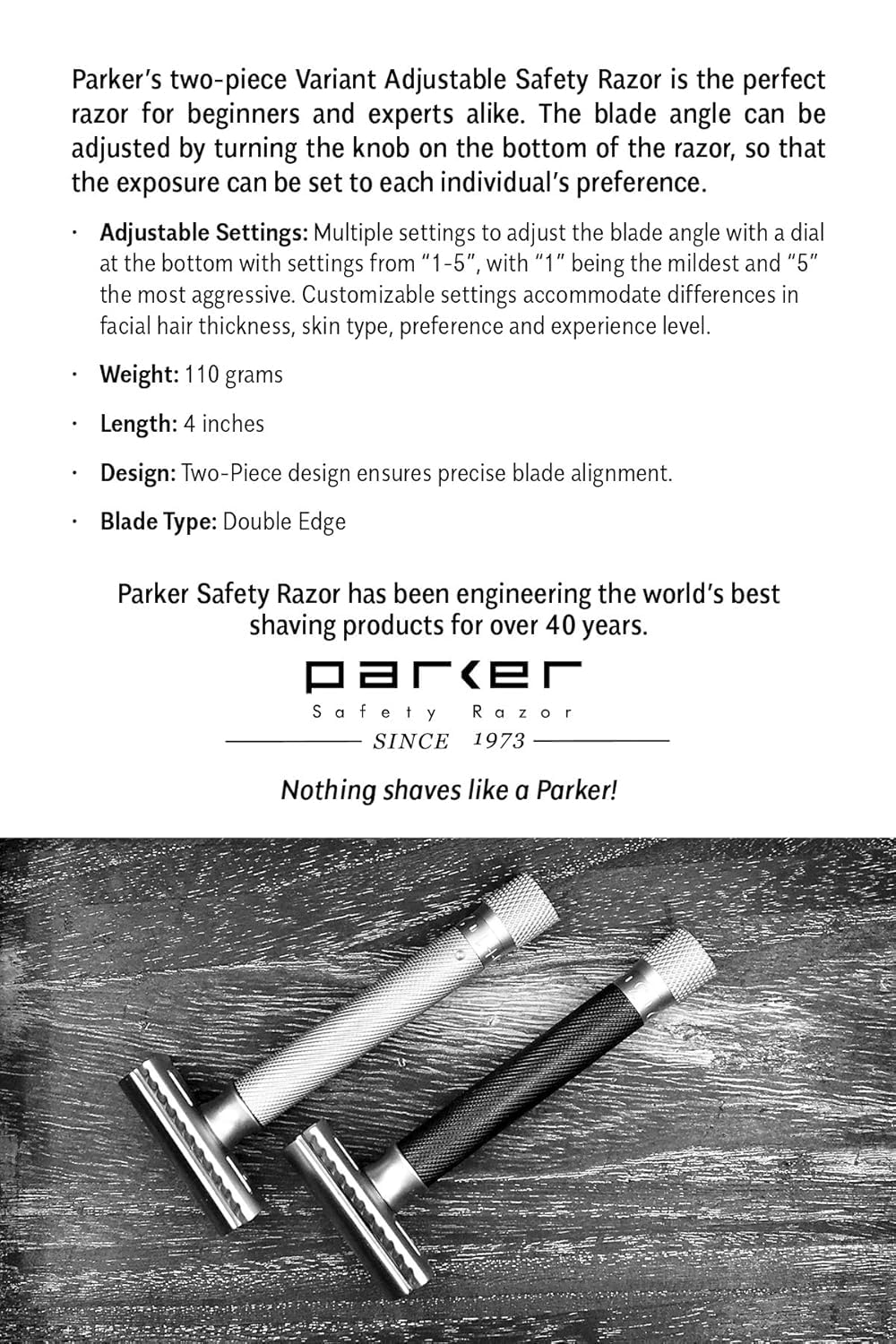 Parker metallic-finish detail highlighting durable, premium metal.
